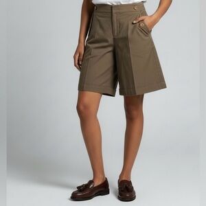 See By Chloe 2 Tack Tailored Bermuda Cuffed Shorts Olive Green Size 2